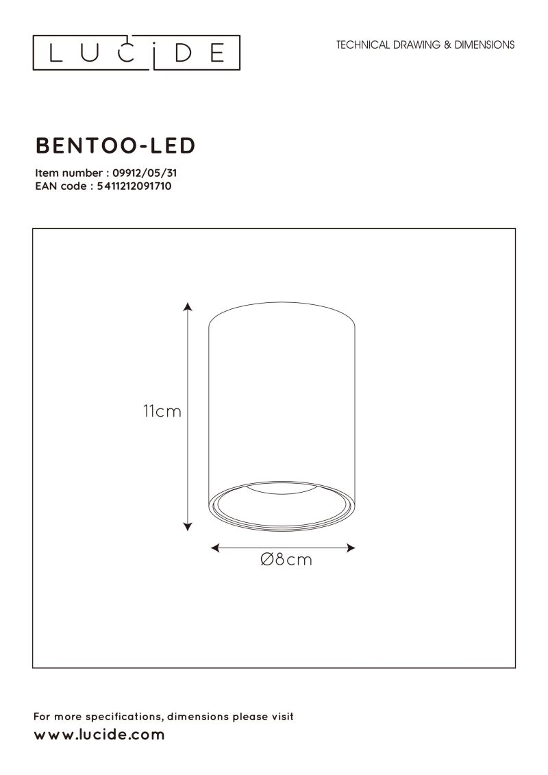 BENTOO-LED - Stropný reflektor - Gu10/5W D8 H11cm - Biela